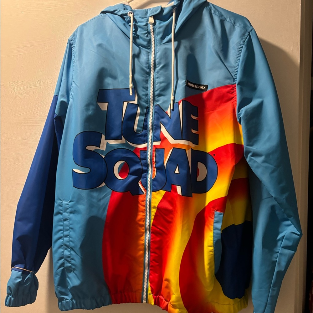 Members Only Blue and Multicolor Looney Tunes Windbreaker